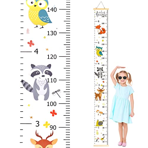 Animal Style Kids Height Chart - Canvas Growth Ruler for Nursery Wall Decor