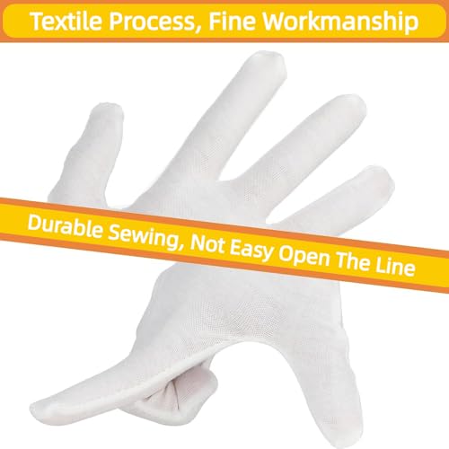 7 Pairs White Cotton Moisturizing Gloves for Dry Hands and Eczema