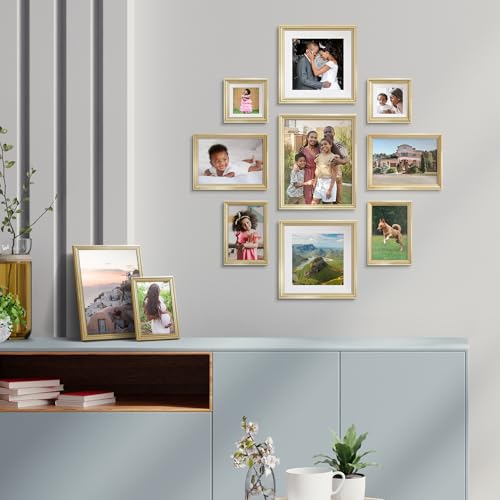 Icona Bay 4x4 Gold Picture Frame with Mat for 3x3 Photo, Wall or Tabletop