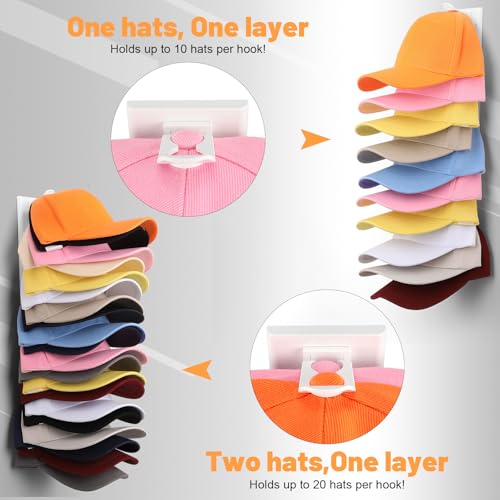 Dntorx Hat Organizer for Baseball Caps - 2 Pack, Holds 40 Hats