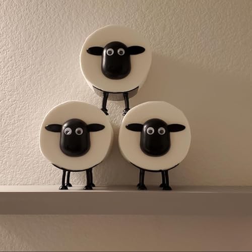 3-Pack Sheep Toilet Paper Holder Set - Cute Bathroom Organizer, Wall & Counter Mount