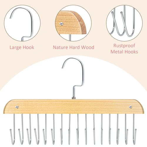 Wall-Mounted Jewelry Organizer with 16 Hooks - Necklace Holder