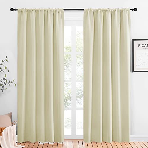 NICETOWN Room Darkening Curtains - Beige Thermal Insulated Drapes, 52x84 inches, Set of 2