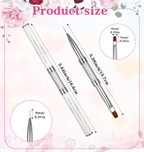 Thrymme Dual-Head Builder Gel Nail Brushes Set 2 Pcs with Rhinestone Handle