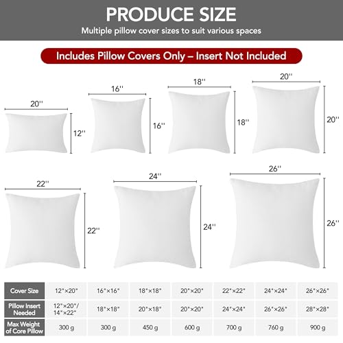 Deconovo Faux Linen Throw Pillow Covers 18x18, Set of 4, Linen White