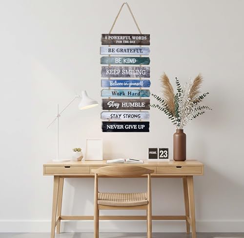 Inspirational Rustic Wooden Wall Sign with Positive Quotes