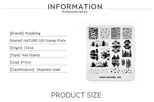 Rolabling Nature Scenery Nail Stamping Plate - Mountain Lake Palm Tree Art