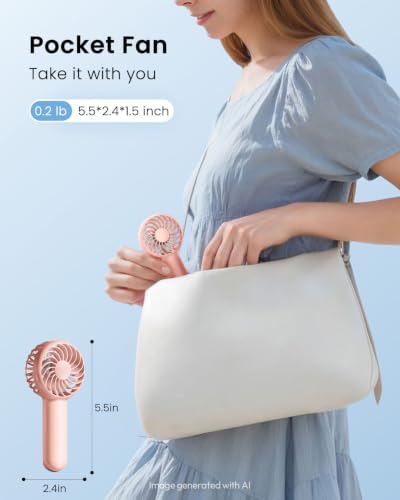 Gaiatop Pink Mini Portable Handheld Fan, Travel Essentials for Women & Girls