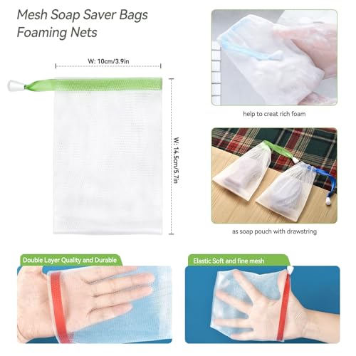 10-Pack Mesh Soap Saver Bag and Exfoliating Pouch with Drawstring