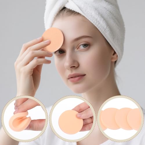 Piriuuo 10-Piece Round Makeup Sponges for Foundation Wet and Dry