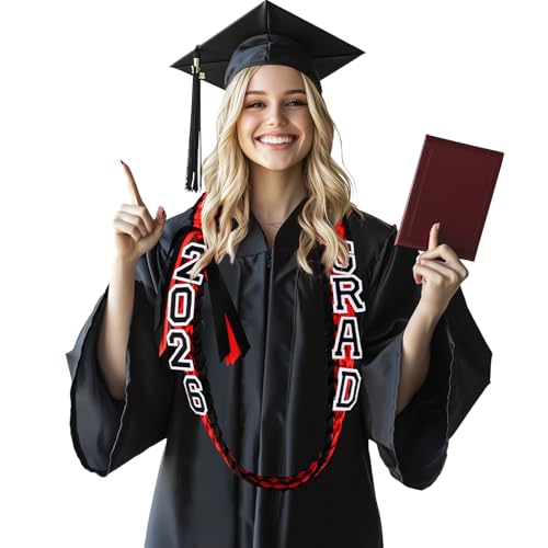 Class of 2026 Graduation Ribbon Lei with Brooches, Braided Garland Necklace