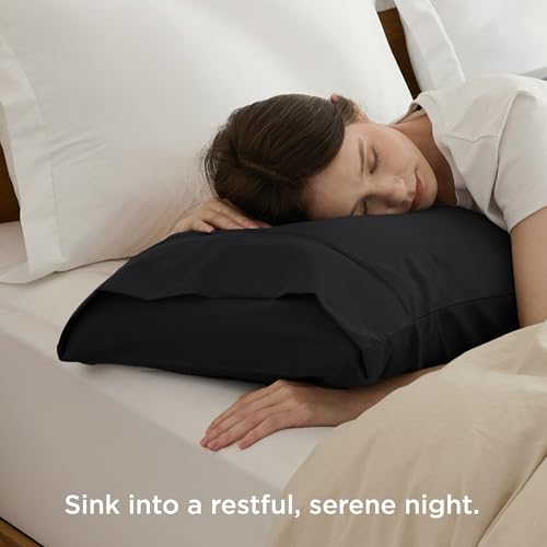 Bedsure King Size Pillowcase Set of 4 - Black Microfiber, 20x36