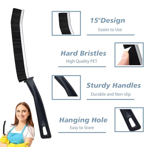 CUNGLIN Crevice Cleaning Brush - Long Handle Narrow Gap Scrubber for Bathroom, Kitchen & Car