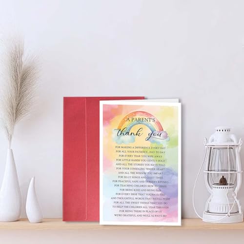 Parent's Thank You Card for Teacher Appreciation Gift - High Quality