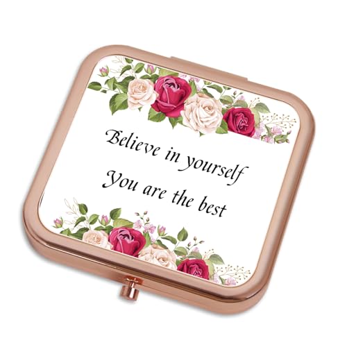 Small Rose Gold Compact Mirror 1X/2X Double-Sided Pocket Mirror
