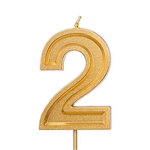 Luter Large Gold Glitter Number Birthday Cake Candle 2.76 Inch