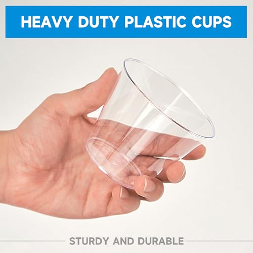 RACETOP 9 oz Clear Disposable Plastic Cups - 50 Pack Durable Tumblers