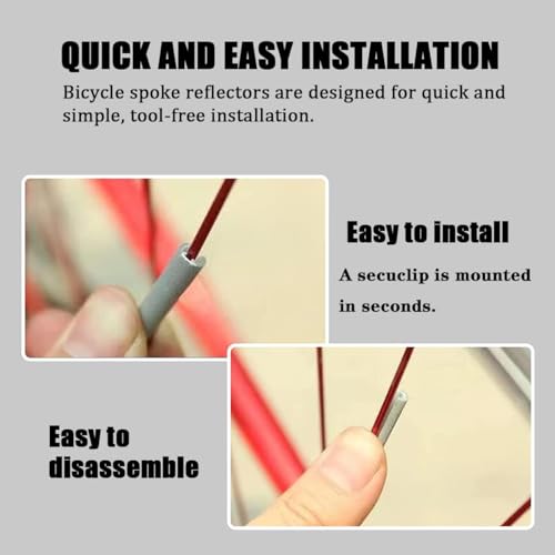 72 Pcs 3M Spoke Reflectors for Bicycles, 360¡Æ Visibility Bike Spoke Reflectors, Bike Wheel Reflector Tube, Bike Spoke Skins, Waterproof Warning Spoke Lights Covers for Night Cycling Riding