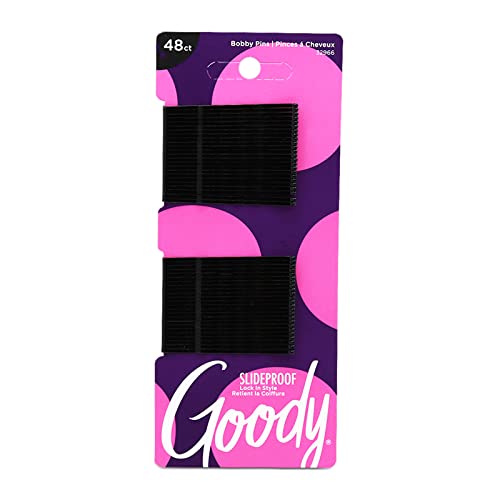 Goody Slideproof Black Bobby Pins 2 Inch - 48 Count Pain-Free Hair Pins