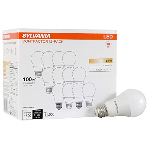 Sylvania LED A19 Light Bulb 100W Equivalent Soft White - 12 Pack
