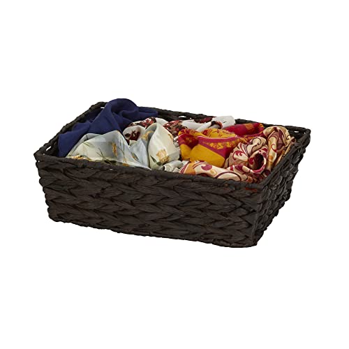 Household Essentials Wicker Storage Baskets, Set of 4, Handwoven Accent Baskets, Braided Water Hyacinth, Large, Medium and Small, Storage, Stylish and Versatile, Brown