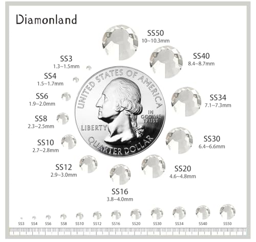 Diamonland Flatback Glass Crystal Rhinestones SS3 1440pcs for Nail Art and Crafts