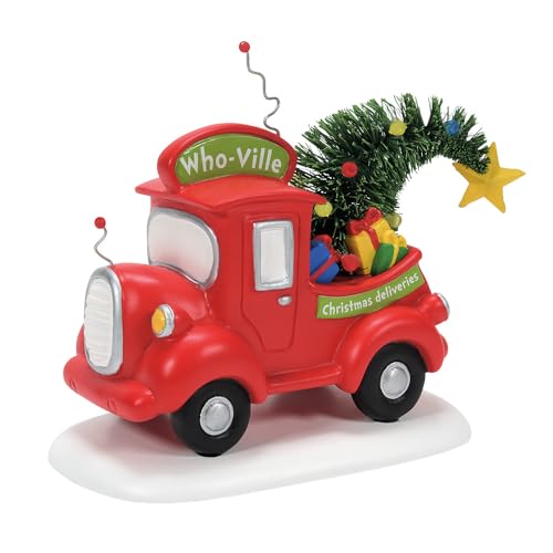 Dr. Seuss Grinch Village Christmas Deliveries Truck Figurine - 4 Inch, Multicolor
