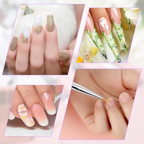 Thinp Double Ended Gel Builder Brush Set for Nail Art Design - 2 Pcs