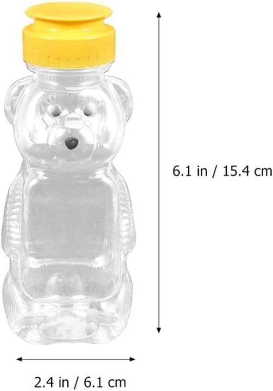 8 Oz Plastic Bear Honey Bottle Squeeze Dispenser with Flip-Top Lid