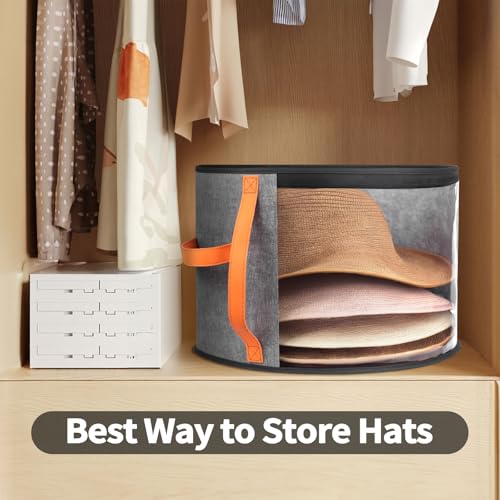 kushon Grey Oversized Clear Hat Storage Box for 6-9 Hats