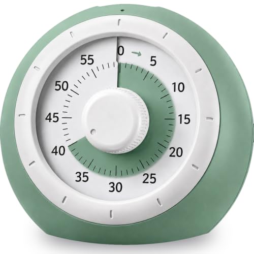 Nixroork Green 60-Minute Visual Timer for Kids Silent Countdown Clock