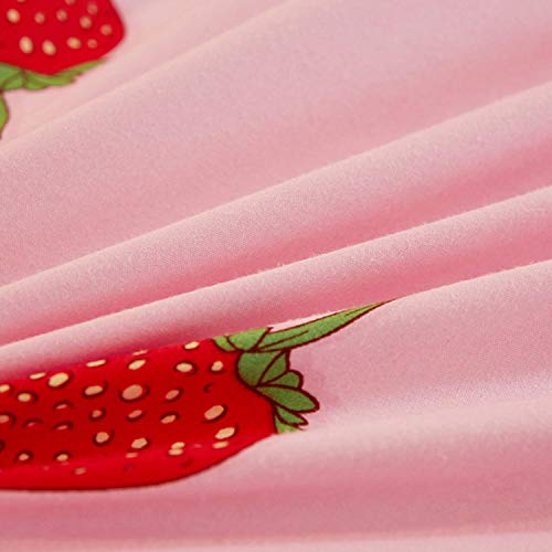 Kawaii Strawberry Pillow Shams Set - Pink Microfiber 20" x 30"