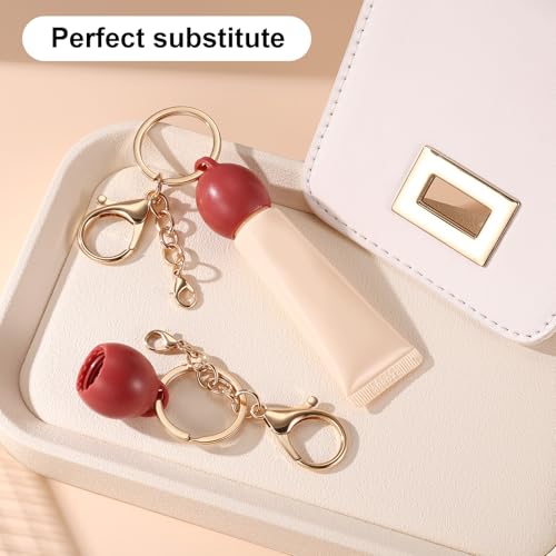 2Pcs Lip Balm Keychain Holder Portable Lip Gloss Cap Charms Accessories