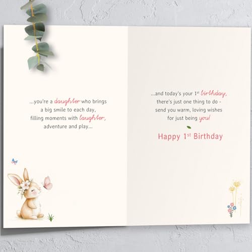 1st Birthday Card for Daughter - HEJOYN Premium Greeting Card (QQ-177)