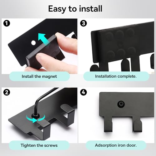 Bonsture Heavy Duty Magnetic Key Holder with 10 Hooks - Matte Black
