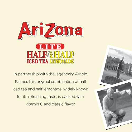 AriZona Arnold Palmer Half and Half Lite Iced Tea & Lemonade, 16 Oz (12 Pack)