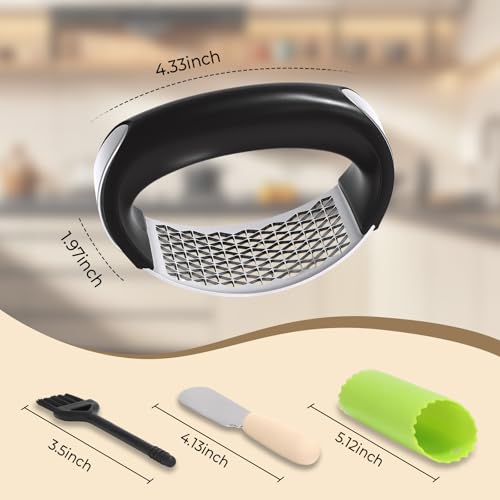 Stainless Steel Garlic Press Rocker – Effortless Squeeze for Easy Mincing