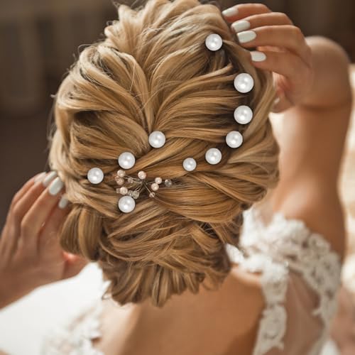 Lusofie 18Pcs Pearl Bobby Pins U Shaped Gold Hair Pins for Wedding Bridal