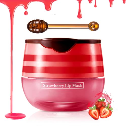 Tiejdhr Strawberry Lip Sleeping Mask and Hydrating Lip Balm with Brush