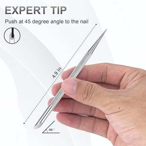 Clofiak 2Pcs Stainless Steel Cuticle Pusher and Nail Cleaner Tool