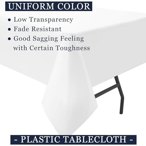 odibo White Disposable Plastic Tablecloths 2 Pack 54" x 108" PEVA