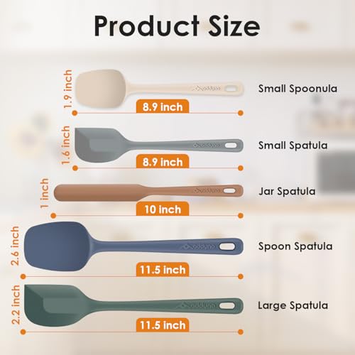 5-Piece Silicone Spatula Set - Heat Resistant, BPA-Free & Dishwasher Safe