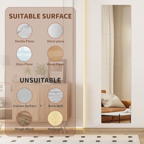 8"x8" Self-Adhesive Acrylic Mirror Tiles - 4 Pack for Home & Gym