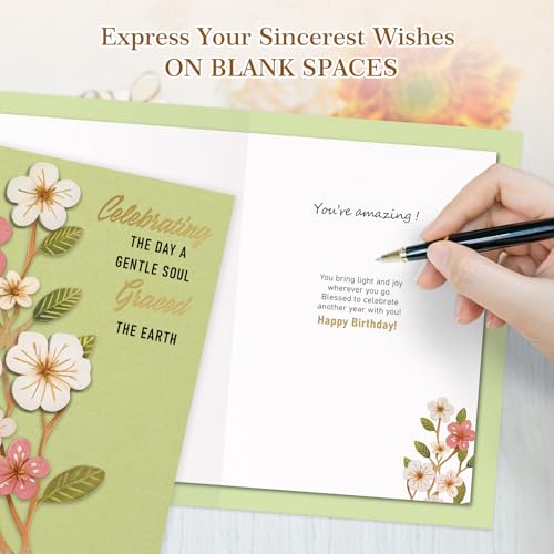 FLYAB Floral Birthday Card for Women with Envelope - 5.5"x8"