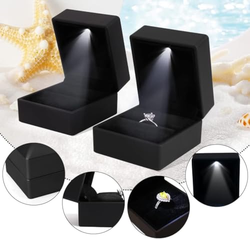 Luxury LED Ring Box for Proposal & Engagement - Black Velvet