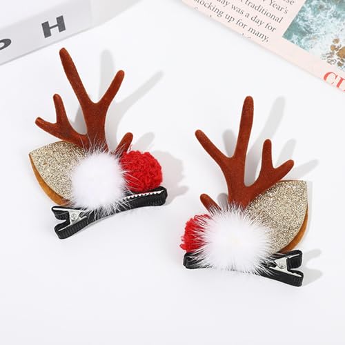 Christmas Reindeer Antlers Hair Clips 4 Pairs Deer Ears Barrettes