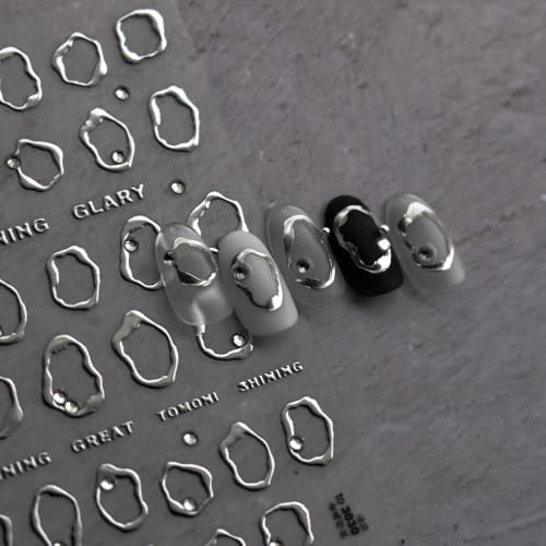 Gold & Silver 5D Embossed Nail Art Stickers - Geometric Designs