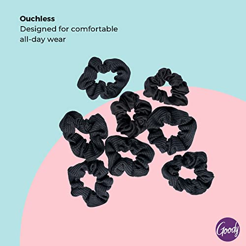 Goody Ouchless Jersey Scrunchies, Black, 8 Count - Damage-Free Hair Ties