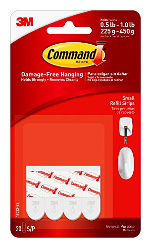 Command Small Refill Adhesive Strips for Wall Hooks - 20 Pack, Damage-Free