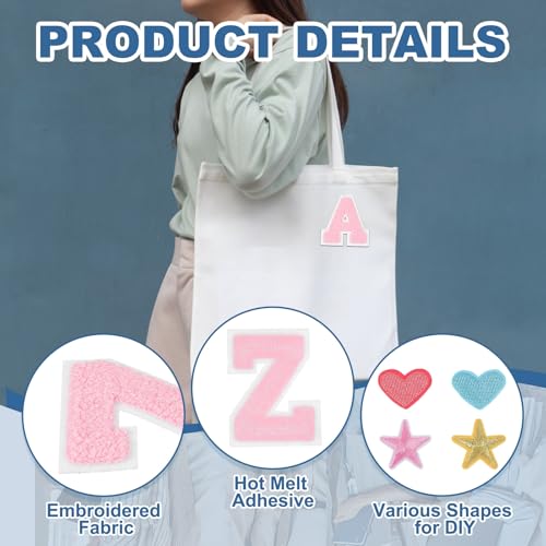PATIKIL Pink Chenille Letter Z Iron-On Patch 2.75 Inch Alphabet DIY